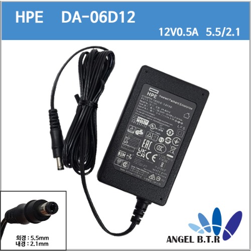 [HPE] DA-06D12/12V 0.5A /12V0.5A/12V500mA /12V 500mA/6W/5.5/2.1/ OFFICE CONNECT 1420 5-Port gigabit switch 아답터(2구전원케이블포함)